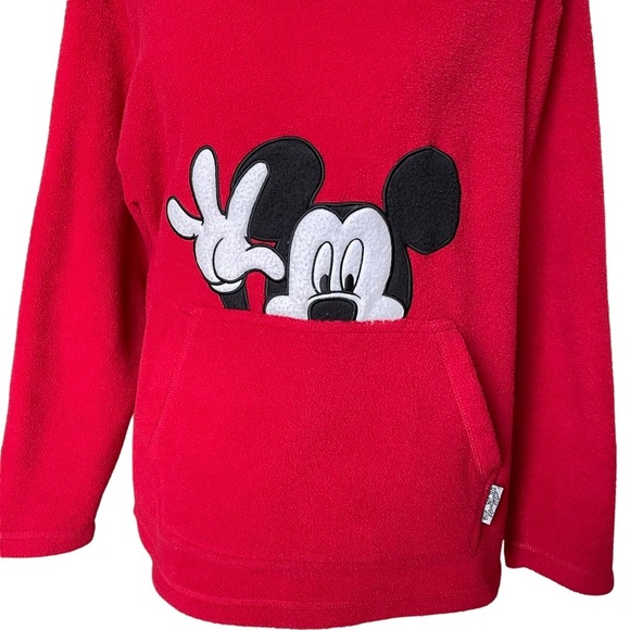Vintage Disney Mickey Unlimited Red Fleece Hoodie Size M Mickey Mouse Cozy - Picture 3 of 7